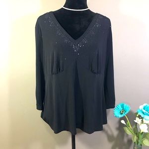 I.N. San Francisco Black Embellished Top